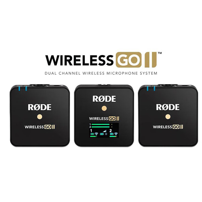 RODE 罗德麦克风 wireless go II 二代一拖二无线小蜜蜂领夹麦克风相机手机收音话筒 Wireless go II 黑色 标配 +赠品 官方标配