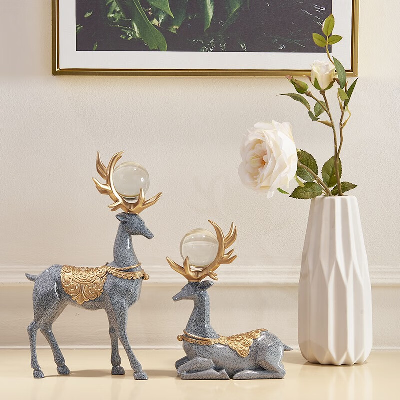 yazun)欧式创意鹿摆件酒柜装饰工艺品客厅玄关电视柜现代简约家居饰品