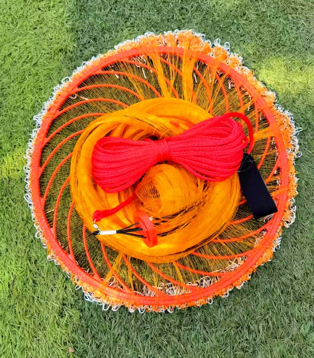 俞菲尔手抛网黄软加粗鱼线撒网飞盘式圆盘鱼网钢拉丝撒渔网加重 高强