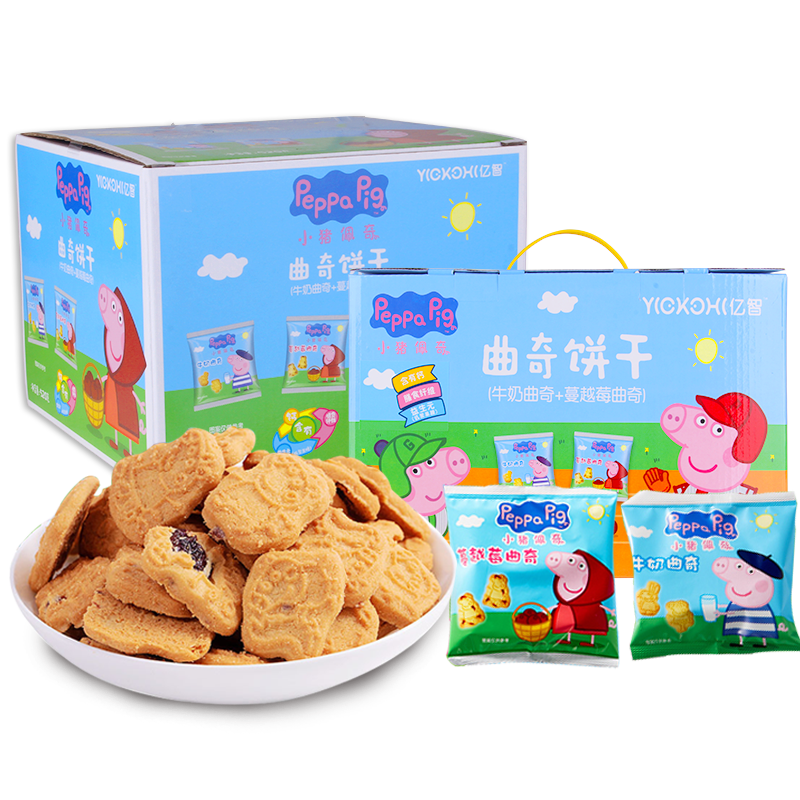 Peppa Pig 小猪佩奇 曲奇饼干 牛奶味+蔓越莓味 520g