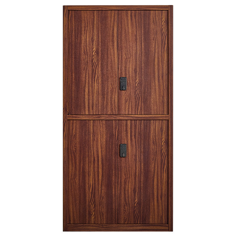 萬度（Wan Du） 木紋轉印保密柜電子密碼鎖鐵皮柜加厚板材智能保險文件柜 雙節(jié)二斗保密柜