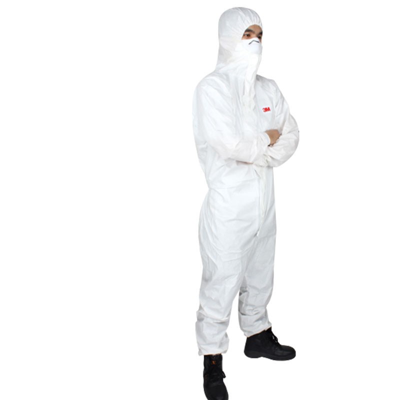 3M 4545一次性防护服带帽连体颗粒物防尘服液体有限喷溅无纺布安全服一件白色 XXL