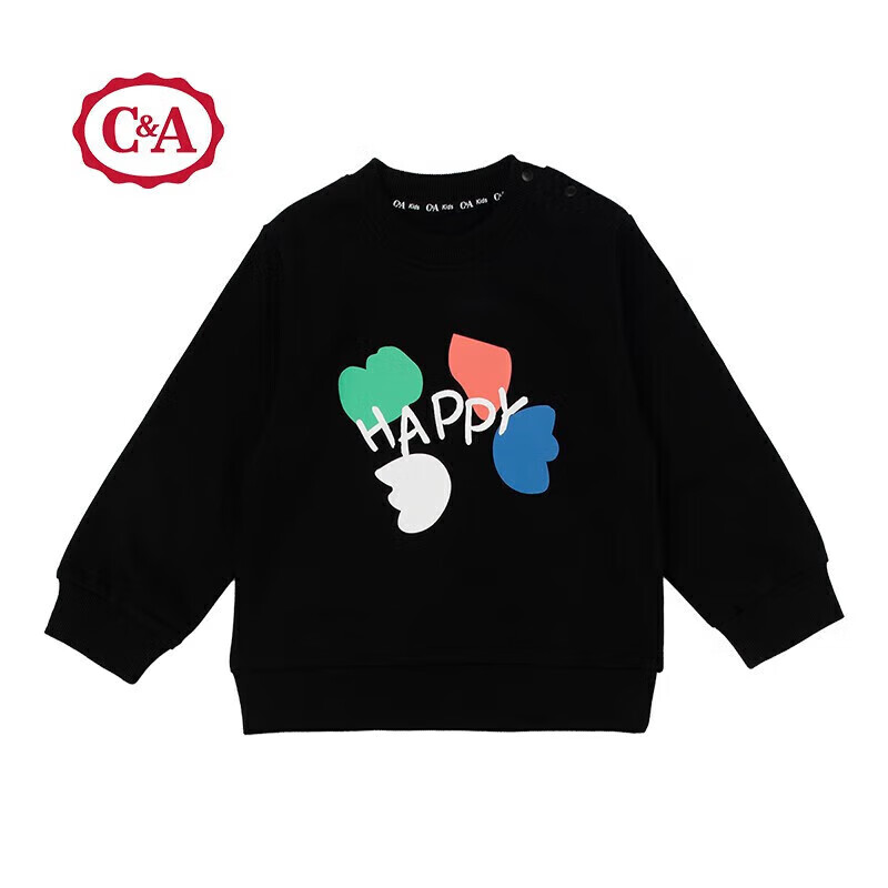 C＆A儿童图案卫衣春秋可爱印花运动衫女小童秋季长袖套头卫衣 黑色 110属于什么档次？