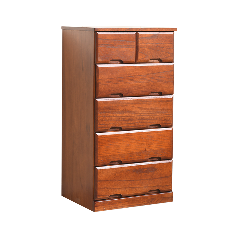 冯派 实木斗柜五斗柜现卧室代简约客厅抽屉式收纳柜子储物柜 50-5 横六斗菱形咖啡色50*45*95cm