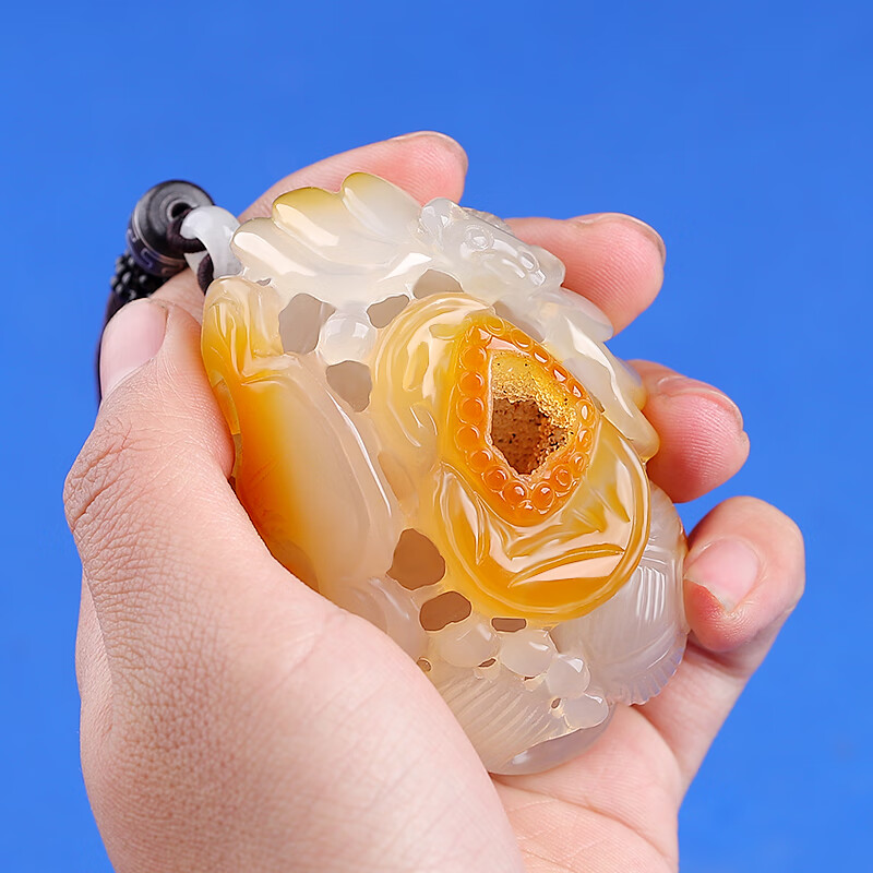 简瑶玉髓蝙蝠手把件玛瑙精雕把玩件文玩玉石玉器手玩件