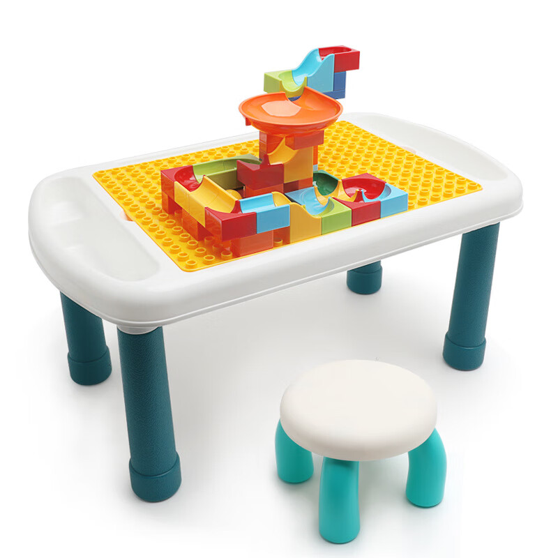 木桌颗粒益智儿童面板收纳增高多功能积木