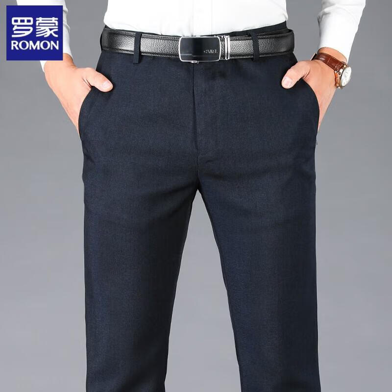 罗蒙 加厚西裤男中老年男士直筒休闲裤春秋厚款免烫易打理商务休闲男