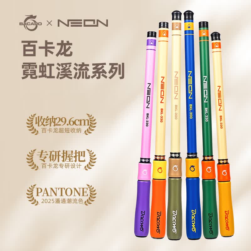 百卡龙小物竿短节超轻溪流竿 便捷户外迷你鱼竿微物鲫鱼手竿小物钓套装 冰糖橙 3.6米