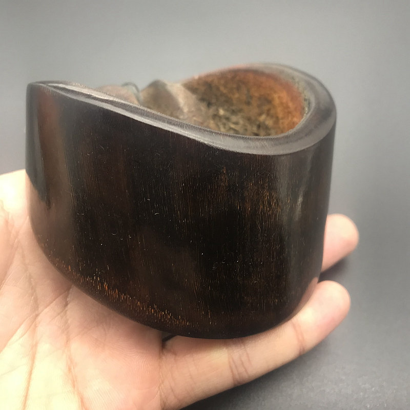 帛灵【珍藏级】天然黑驴蹄原蹄手把件雕刻摆件笔搁原雕男士随身把件手