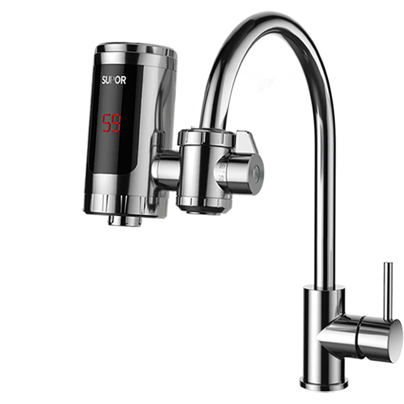 苏泊尔(SUPOR)电热水龙头免安装速热家用即热式加热接驳式厨宝小型热水器冷热两用家用热得快过水热 白色+漏保