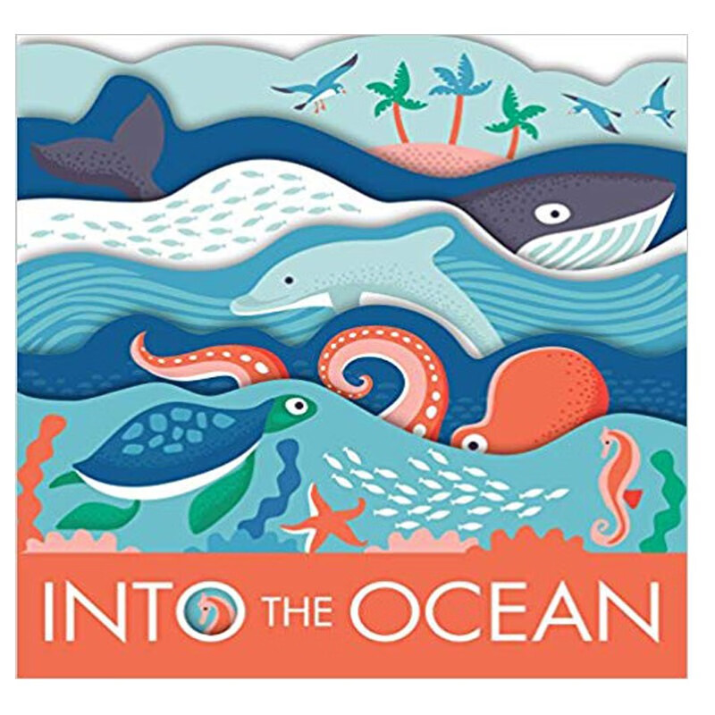 进口英文原版 海洋 into the ocean 缕空书 异形纸板读物 韵文押韵