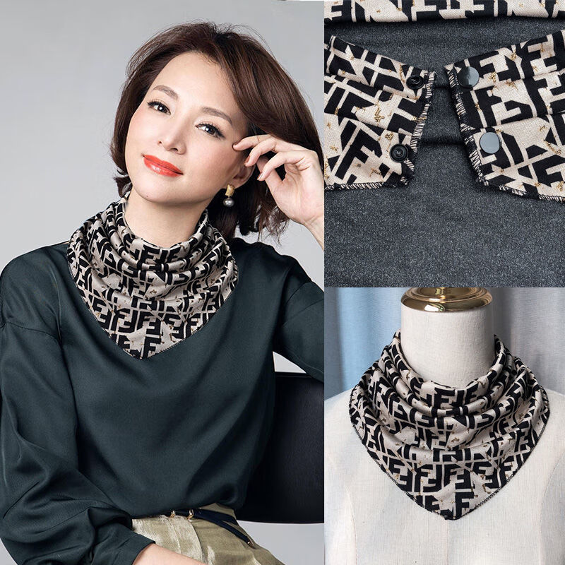 女薄款围巾冬季护颈椎脖套保暖洋气妈妈假领子爆款围巾三角巾 f字母