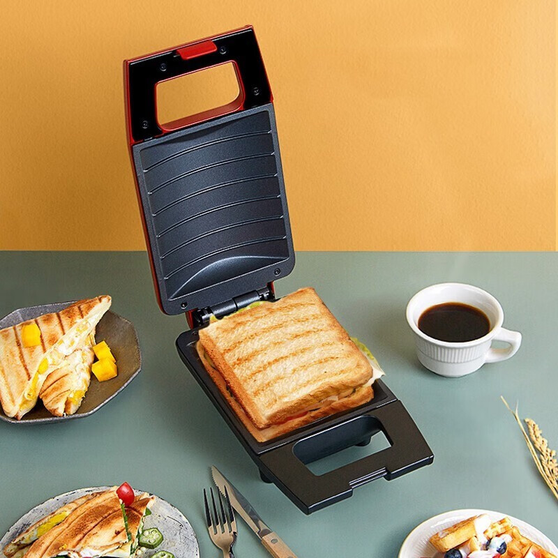 小米生态（Pinlo）三明治机家用电饼铛家用早餐机轻食机压烤双面加热烤吐司 迷你三明治机红色PL-S042W3H