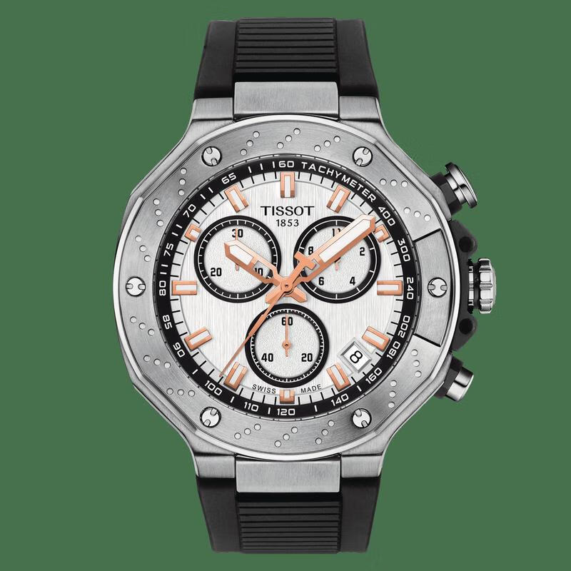 天梭(tissot)chronograph男子手表竞速系列超霸三眼夜光石英防水腕表