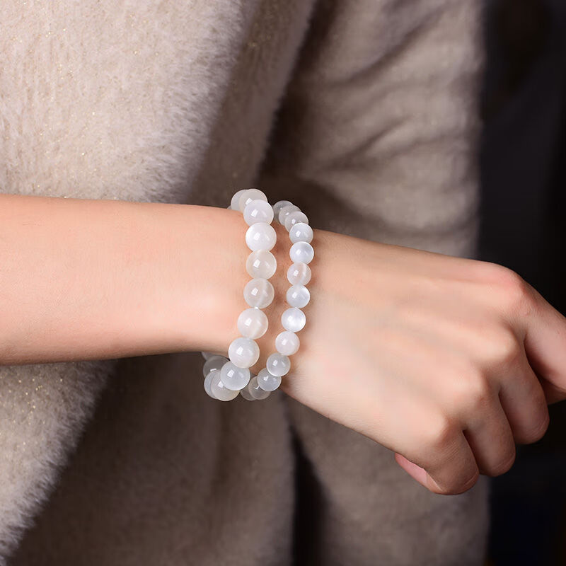 默奢 白月光手链 冰糯体石圆珠饰品手串 女礼物时尚 6毫米珠径(带证书