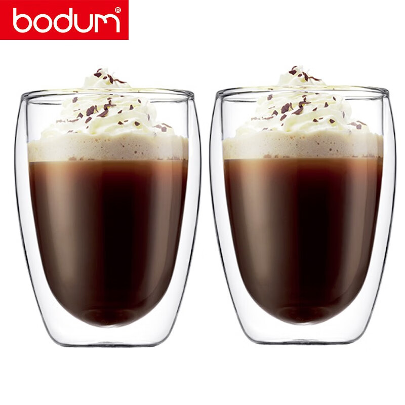  丹麦品牌 bodum波顿双层玻璃杯350ml大容量家用隔热水杯2只耐热创意4559-10