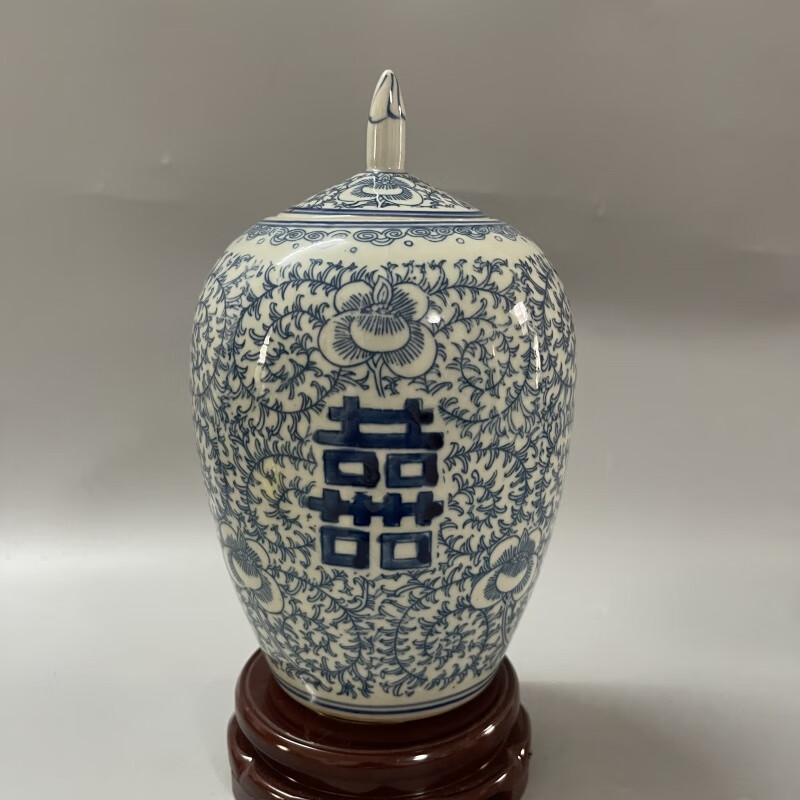 萦娪仿古瓷器老物件 早期旧藏清代民窑青花瓷储存罐仿古瓷器老物件老