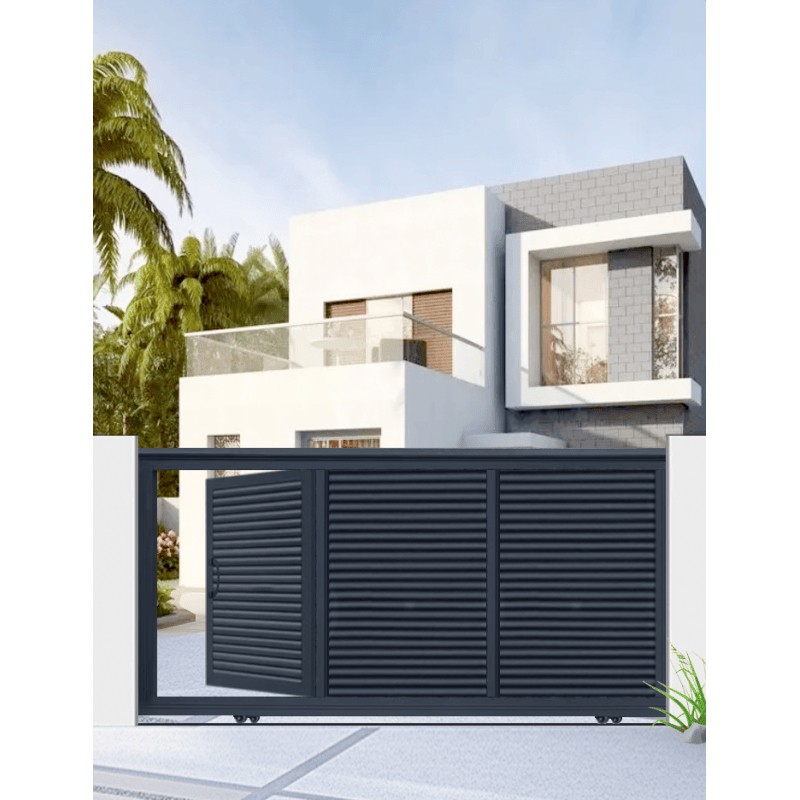 大门户外铝艺别墅门庭院门车库电动伸缩门铝合金围墙大门直线平移门