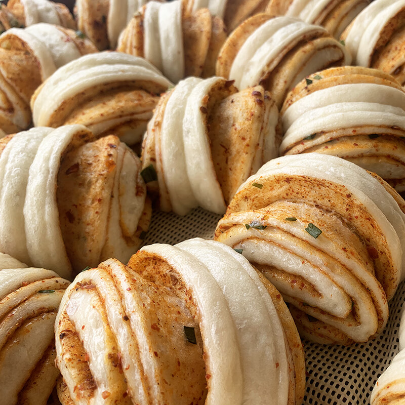欧贤禾四川纯手工老面麻辣酱香花卷馒头馍馍包子现做早餐素食粗粮10个