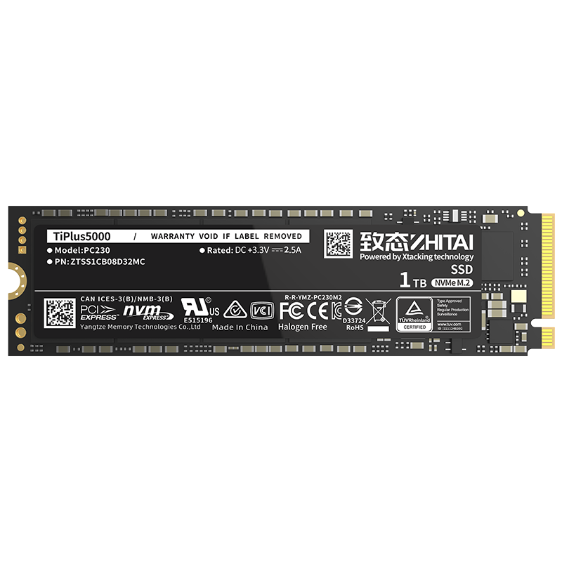 PLUS会员：ZHITAI 致钛 TiPlus5000 NVMe M.2接口 固态硬盘 1TB（PCI-E 3.0）