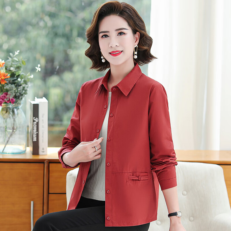 佑莱客中年妇女50岁女人穿的春秋款衣服外套妈妈秋装薄款洋气短款夹克