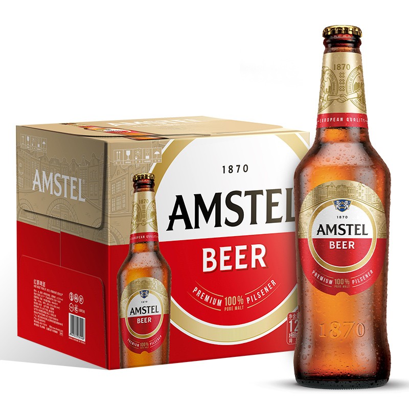 Amstel红爵啤酒460ml*12瓶 整箱装（喜力旗下  欧洲品牌  全麦芽啤酒）