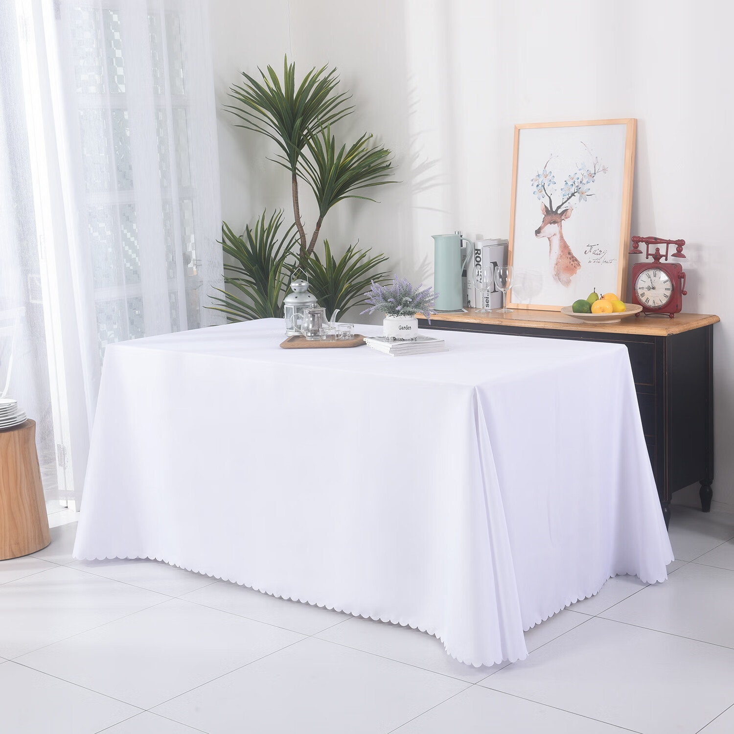 远嘉妮会议桌桌布 简约现代纯色白色桌布会议办公台桌布茶歇甜品台