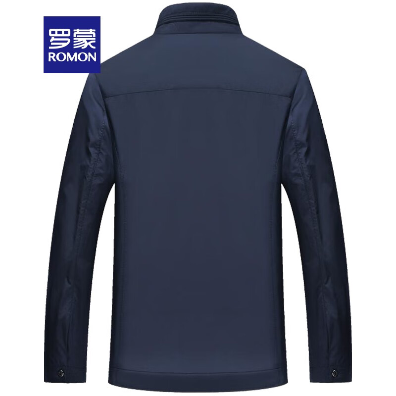 罗蒙(ROMON)夹克男外套立领上衣2026年秋冬新款中青年商务休闲时尚纯色夹克 藏蓝 4XL 195