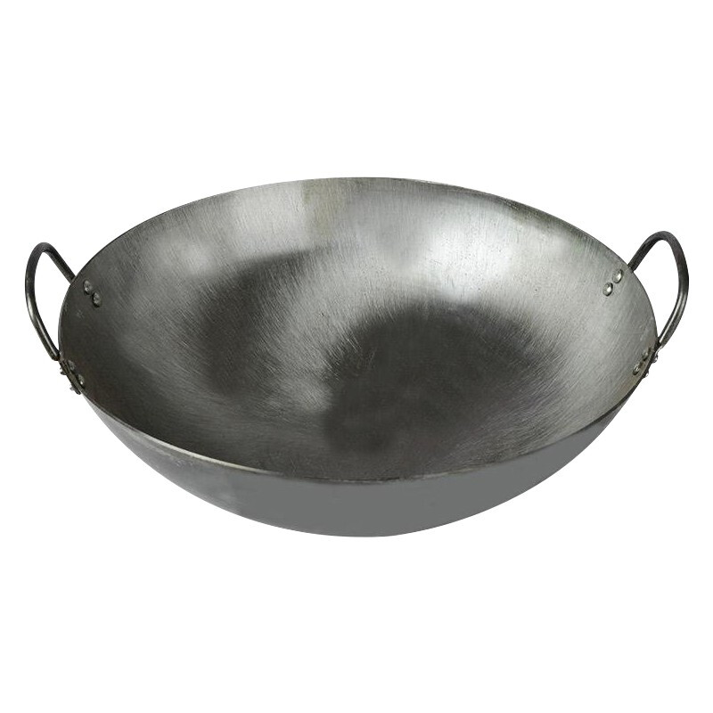 商用酒店食堂饭店加厚双耳不锈钢炒锅边锅熟铁锅特大号 单耳炒勺36