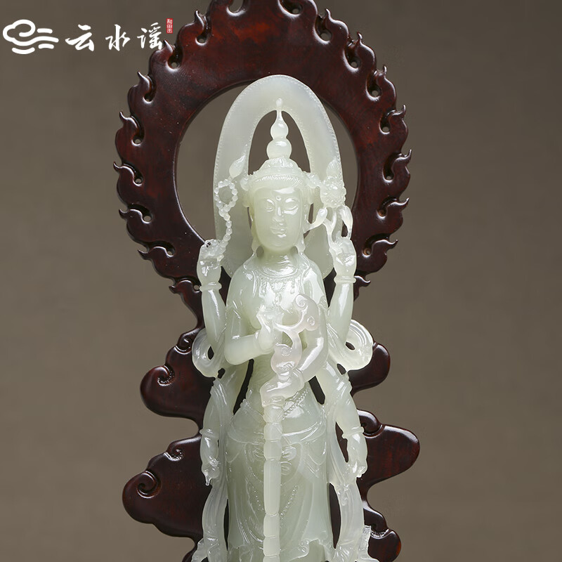 云水谣和田玉观音摆件玉石玉器送朋友家人收藏 孤品 高约330*宽约130