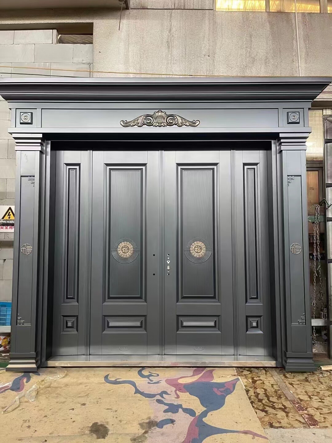 德骊嘉简约新农村自建房别墅大门家用对开门进户门对开门防盗门铸铝门