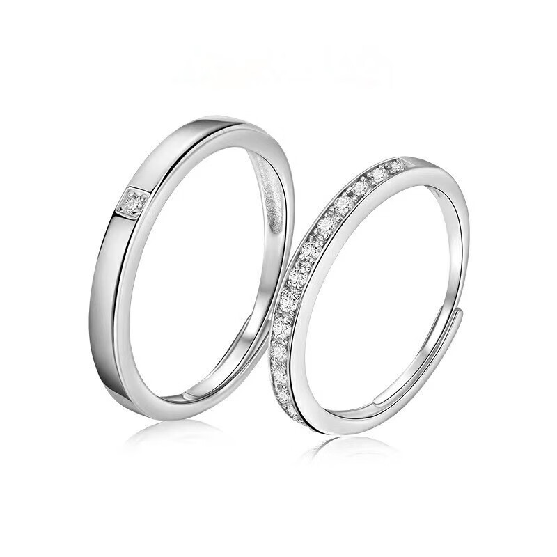 BULDF绾青丝情侣戒指纯银一对时尚轻奢男女开口对戒小众设计情人节礼物 JZ03莫比乌斯 【开口男款】三层电镀