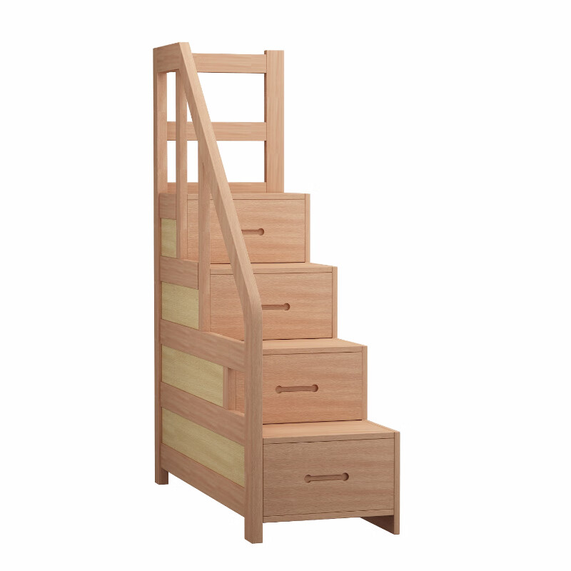 妙普乐上下床步梯柜 榉木实木单独梯柜单卖滑梯爬梯式楼梯台阶步梯可定 榉木梯柜100CM长【原木】四个台