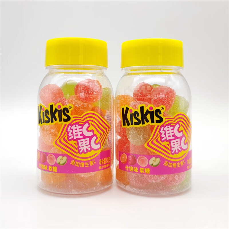酷滋维c果c什锦味软糖果橡皮糖香橙草莓桃 维c果c软糖68g*1瓶