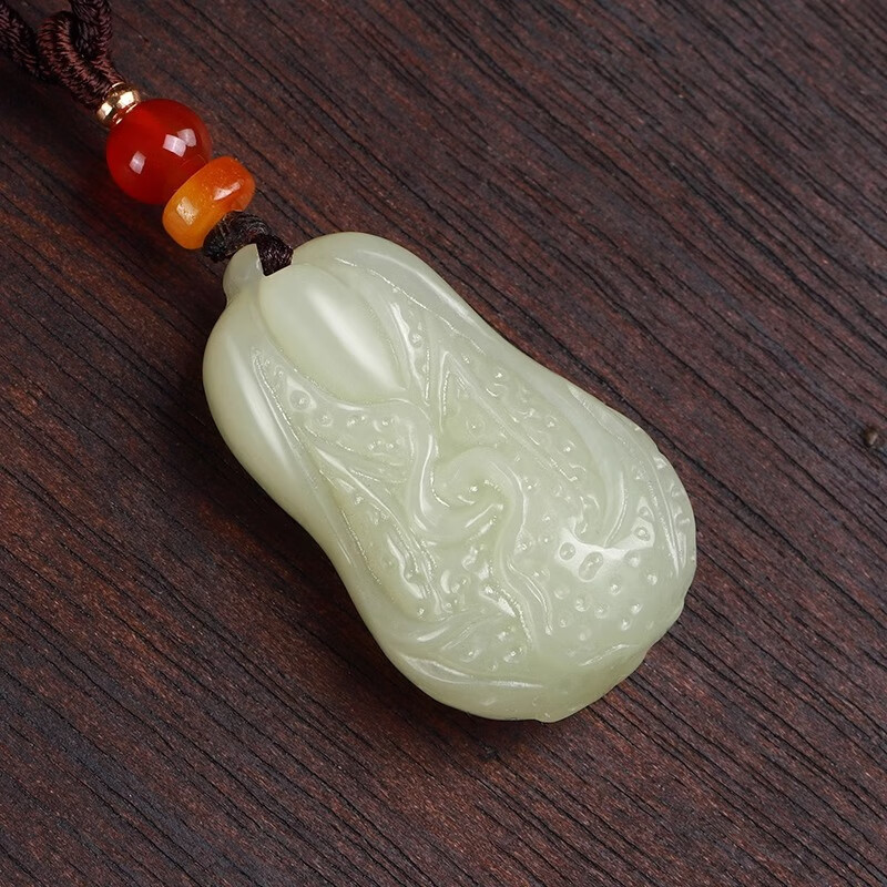 子龙和田玉白菜玉坠真品玉石青白玉遇百财男士女士玉吊坠玉佩玉器挂件