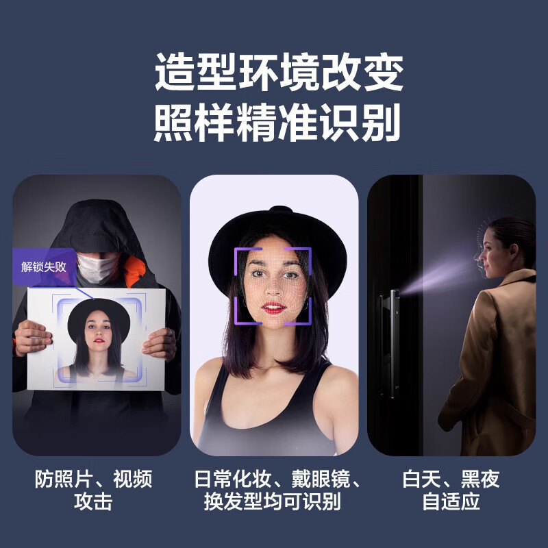 萤石Y3000F 人脸识别家用智能锁 密码门锁智能 无需指纹智能家居门锁 80%选【3D人脸锁*标准锁体】Y3000F灰色