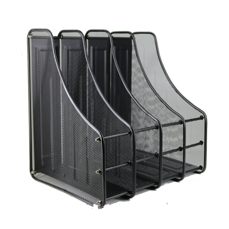 办公文件筐大容量三列铁丝网格网状文件架资料栏 四联金属网格文件框