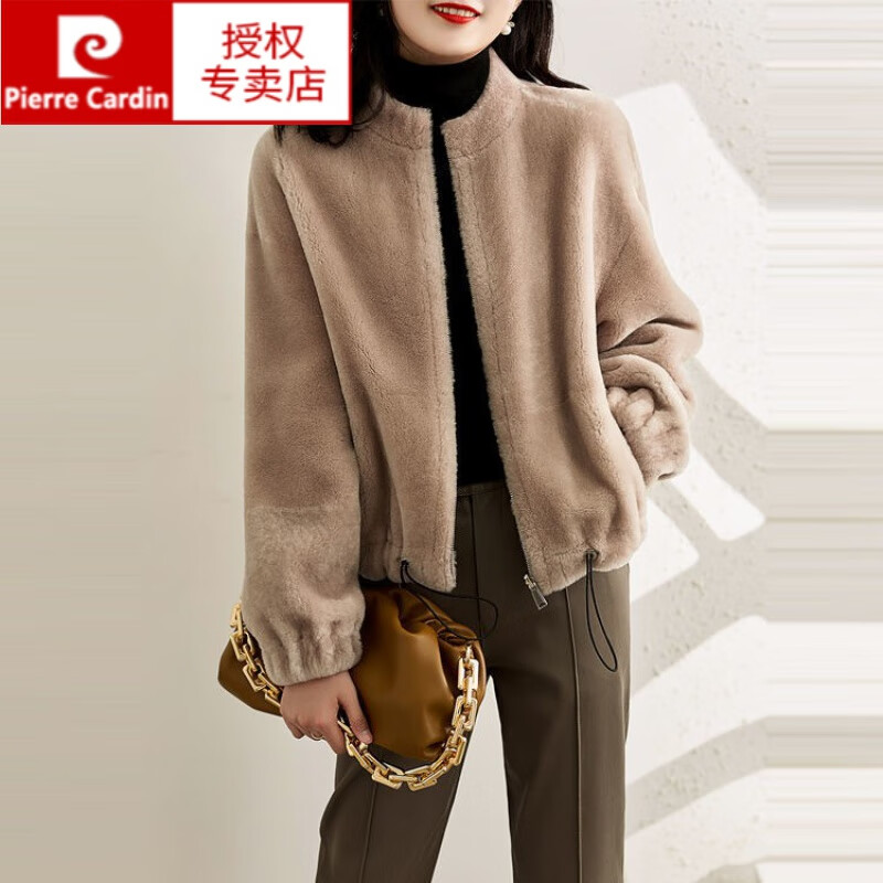 皮尔卡丹【轻奢高档】品牌女装 皮草外套女秋冬季2022新款皮毛一体加绒加厚水貂绒小个子短款大衣针织 奶咖色 L 【120-135斤】怎么样,好用不?