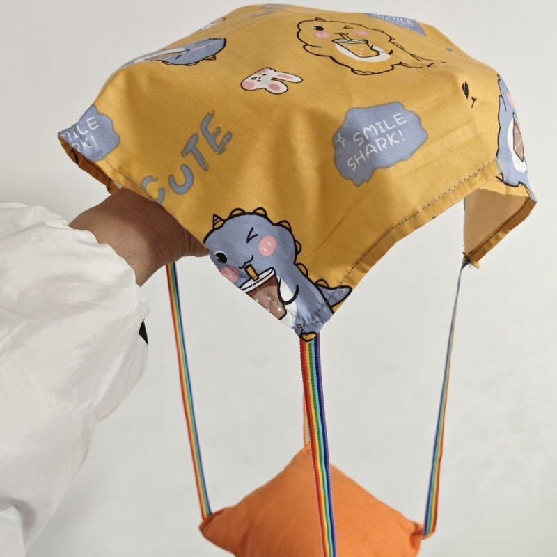 西克里自制降落伞 手工制作布艺降落伞沙包儿童户外空投体育运动游戏 粉卡通伞布30绳长25扁沙包15厘米