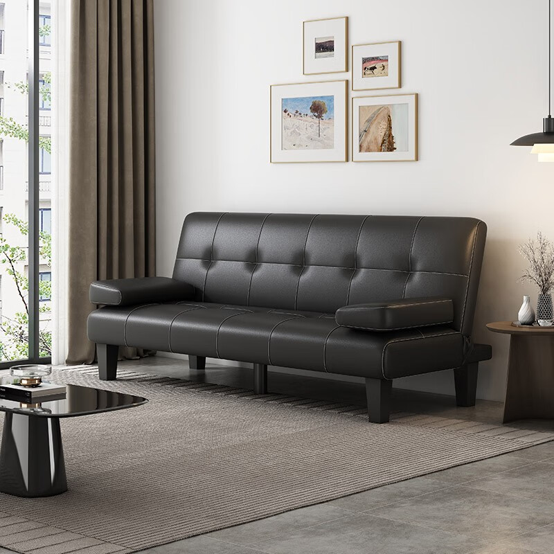 寒婵沙发床折叠两用办公室懒人户型客厅多功能沙发161 黑色展开长180*