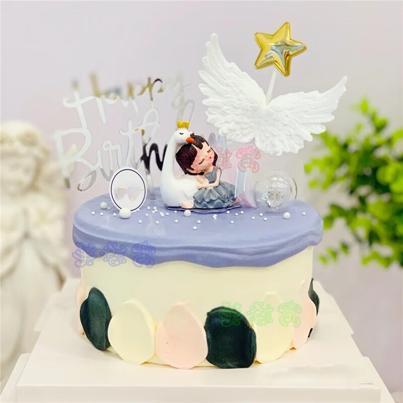 芙滋窝新款天鹅女孩生日蛋糕定制儿童女童女宝女儿宝宝周岁全国同城