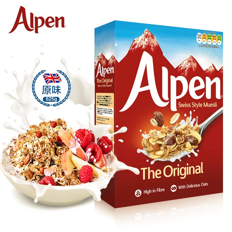 英国进口 维多麦Weetabix 水果燕麦片 欧倍Alpen（原味）625g 瑞士风味营养早餐 即食冲调麦片