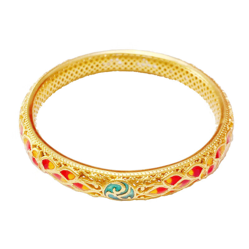 诗筠（SHIJUN）景泰蓝手镯老北京越南沙金镯子手工烧蓝花丝女空心珐琅彩镀金古法 明黄色