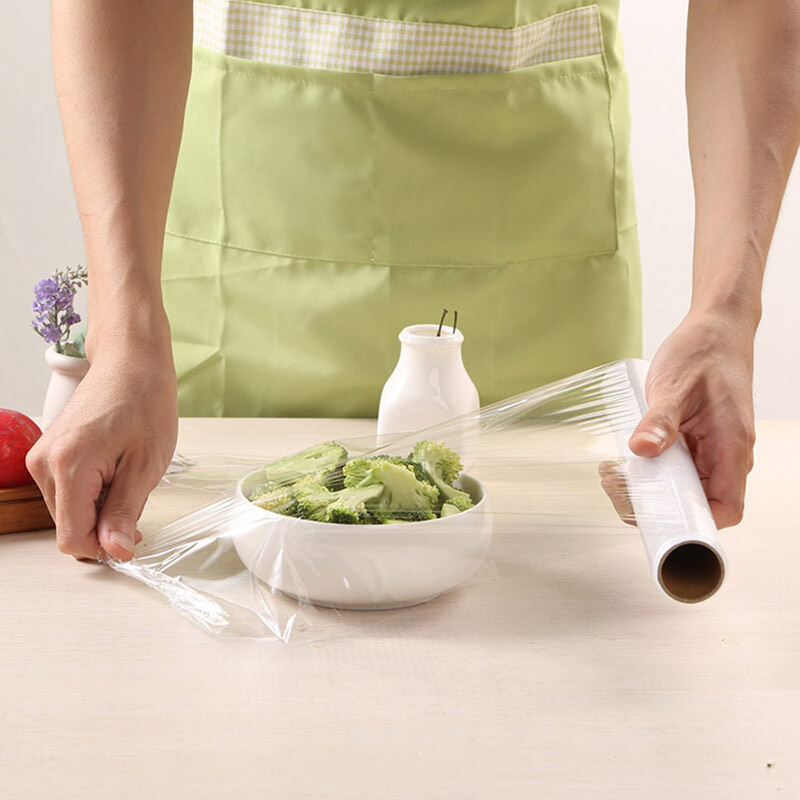 寶鲜 一次性厨房食品级大卷家用商用耐高温可微波带划刀PE保鲜膜 盒带锯齿30cm*30米X4盒共120米