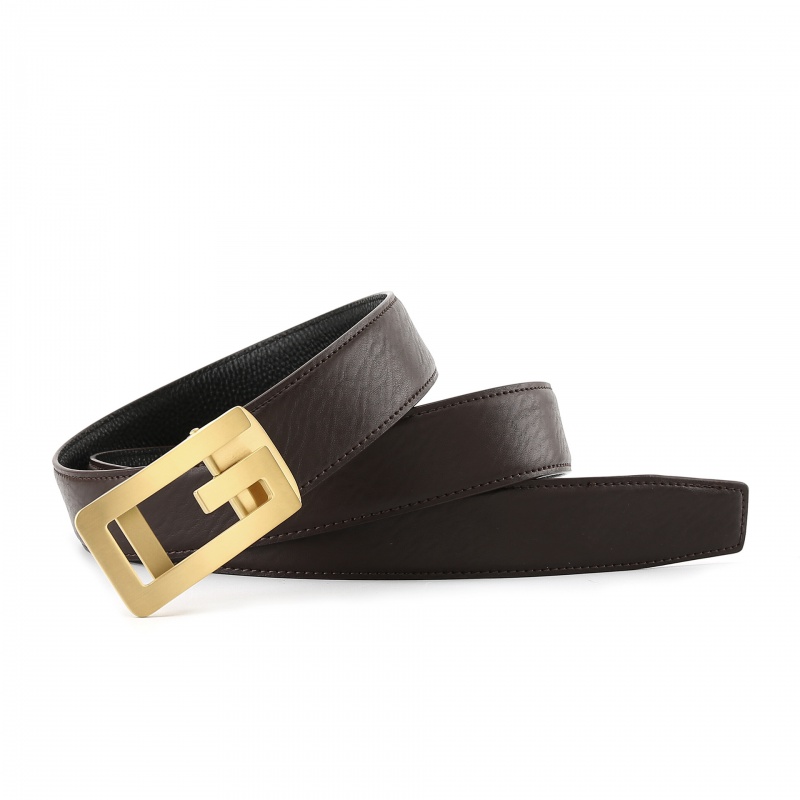 品璇双g字母自动扣皮带男士商务休闲头层牛皮腰带酷奇牛皮高端裤 棕色