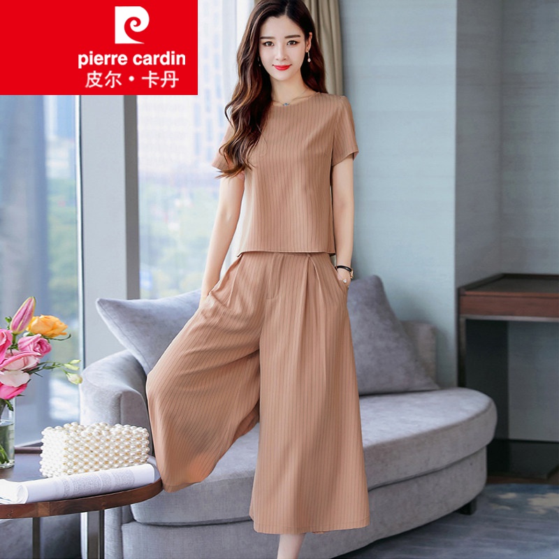 皮尔卡丹夏装上新阔腿裤裙裤气质新款2021年套装时尚商务休闲女神夏天