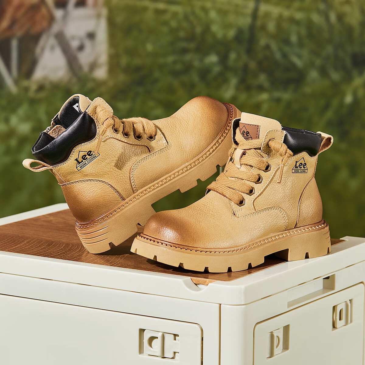 Lee童鞋秋冬季儿童马丁靴男童短靴保暖大黄靴女童靴子 卡其色 28码 【建议脚长173-178mm】