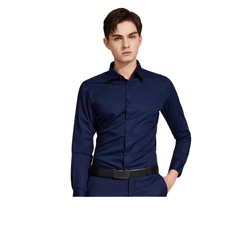 雅戈爾（YOUNGOR）襯衫男秋季不易皺免燙長袖修身舒適襯衫職業(yè)工裝百搭襯衣商務(wù)休閑 深藍(lán)素色 39