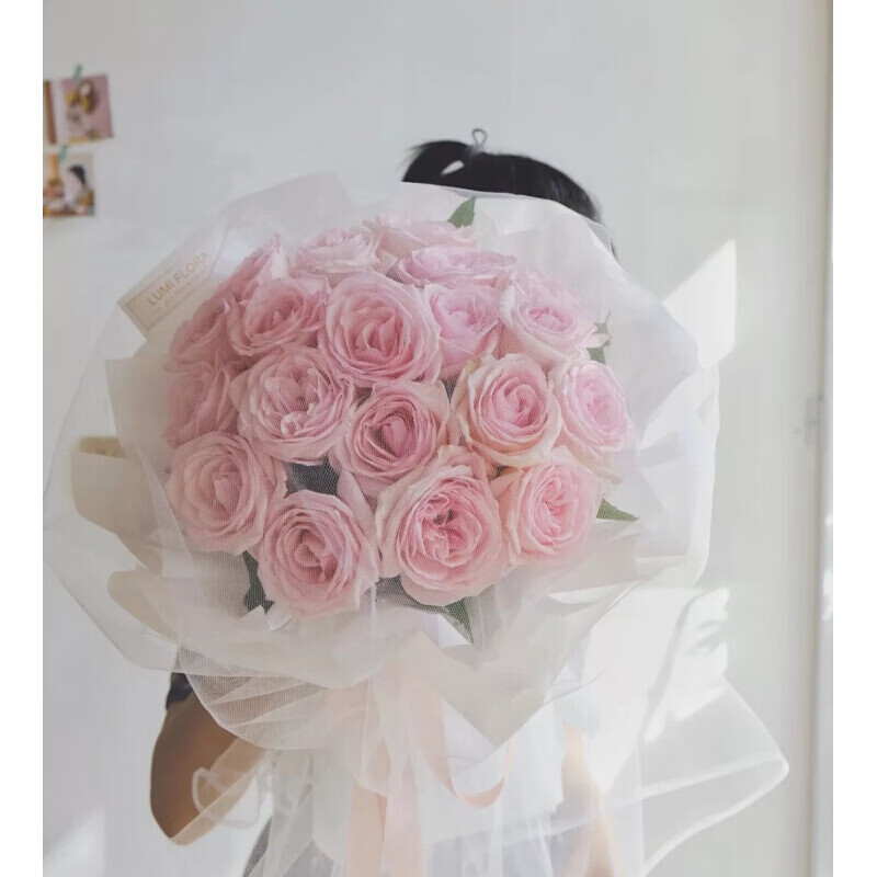 荔枝粉玫瑰花束鲜花速递同城配送女友老婆告白生日情人节礼物北京上海