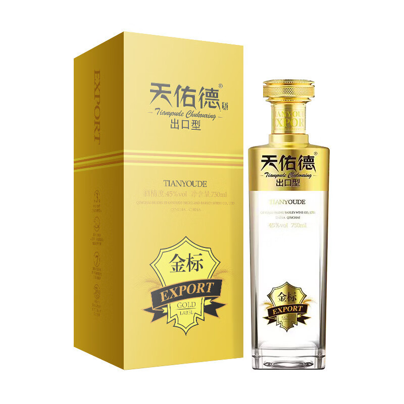 天佑德45°金标出口型(第三代)青稞酒 清香型白酒 750ml 单瓶装 有机